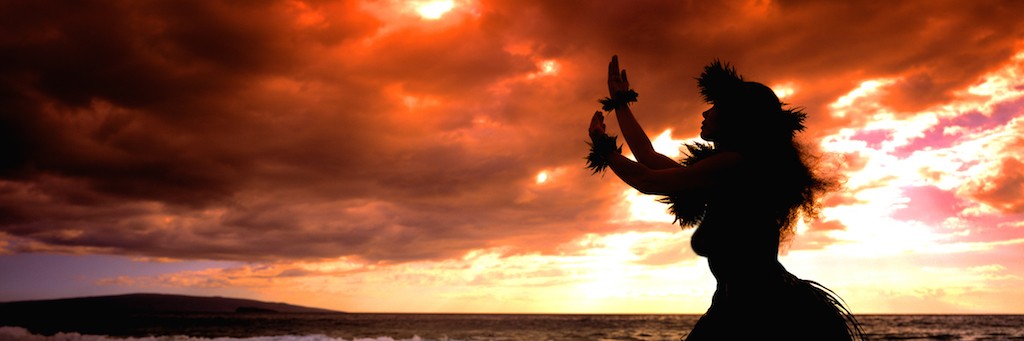 Hawaii Hula Dancer in Sunset